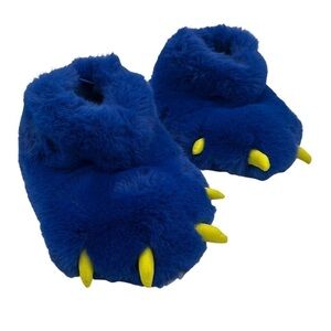J. Crew crewcuts Blue Faux Fur Monster Foot Slip On Slippers Size 13 Toddler